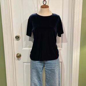 Vintage Dark Blue Crushed Velvet Fitted Tee